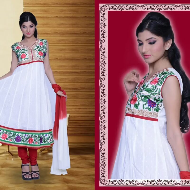 Pazaar Rai Off-white Embroidered Party Anarkali Kameez