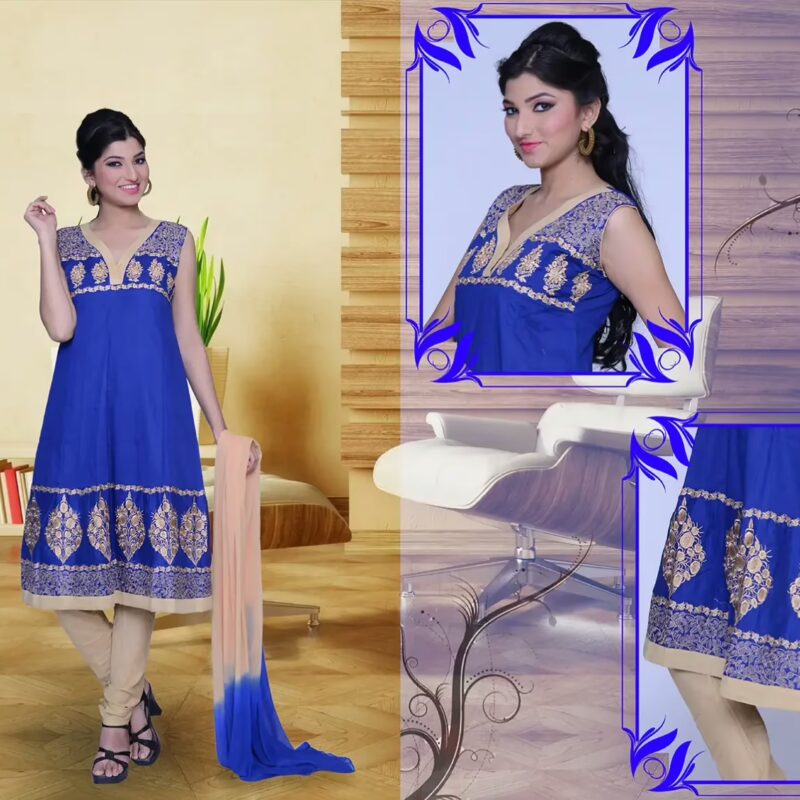 Pazaar Rai Persian Blue Embroidered Party Anarkali Kameez