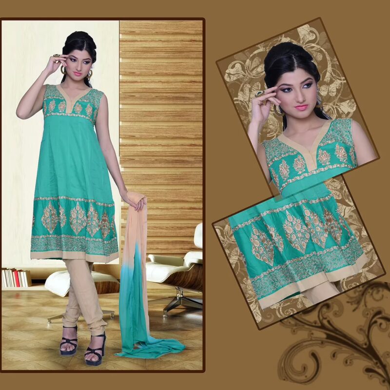 Pazaar Rai Robin egg Blue Embroidered Party Anarkali Kameez