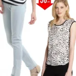 Eye Catching Ice Blue Jeans With Animal Print Top