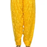 Classy Yellow Polyester Net Printed Salwar