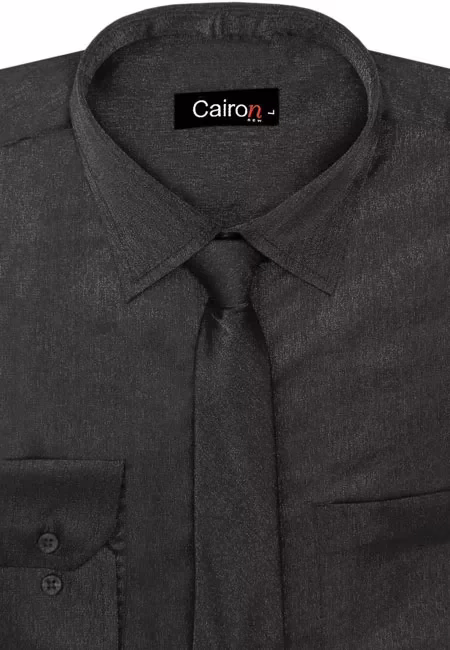 CAIRON BLACK SATIN SOLID CLUBWEAR SHIRT