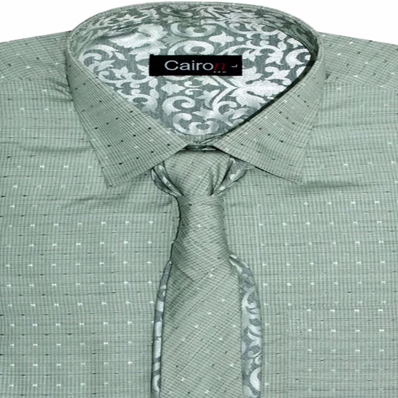 CAIRON GREEN SATIN SOLID CLUBWEAR SHIRT