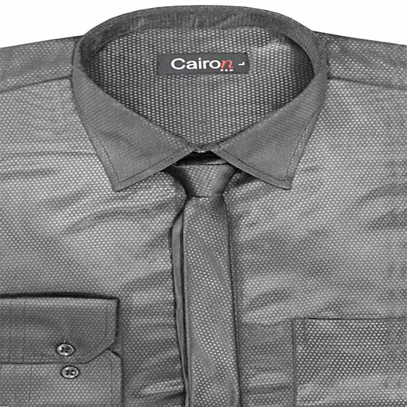 CAIRON GREY SATIN SOLID CLUBWEAR SHIRT