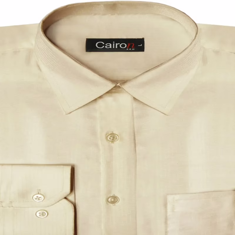 BEIGE SATIN SOLID CLUBWEAR SHIRT