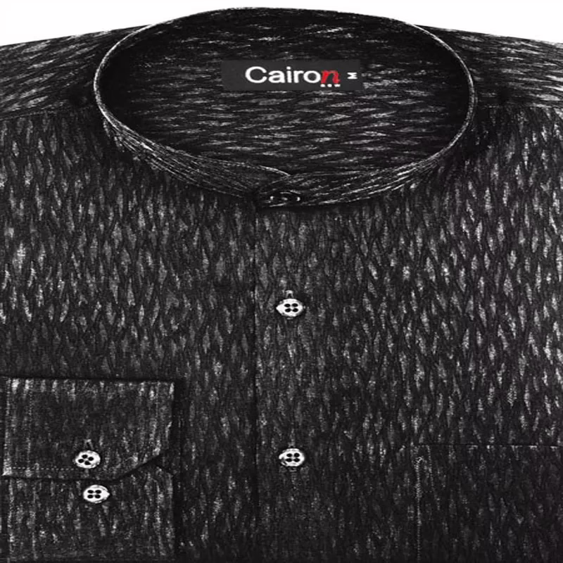 Black Self Pattern Clubwear Shirt