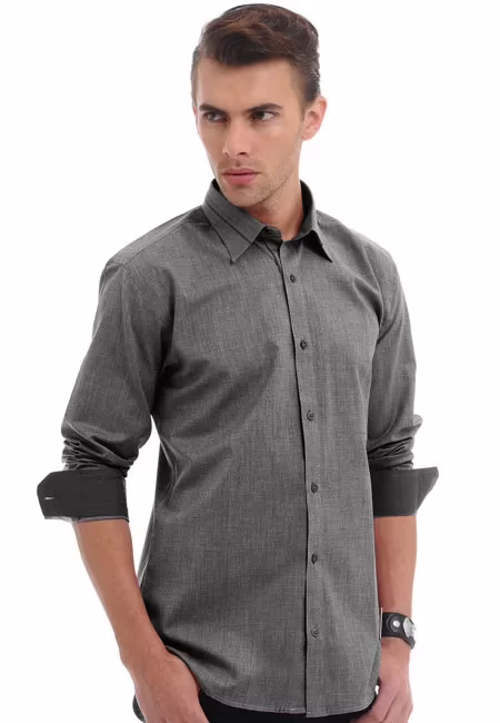 CAIRON GREY SOLID FILAFIL CLUBWEAR SHIRT