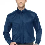 CAIRON ROYAL BLUE SATIN SOLID CLUBWEAR SHIRT