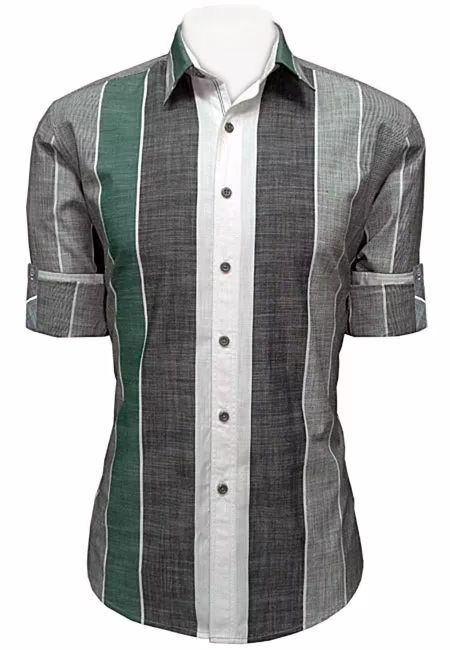 CAIRON GREEN STRIPE CASUAL SHIRT