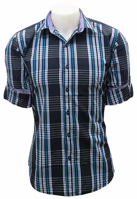 CAIRON BLUE CHECK CASUAL SHIRT-1