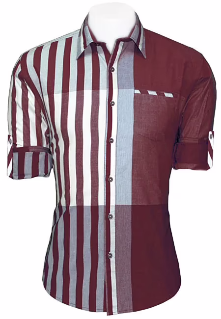 CAIRON MAROON STRIPE CASUAL SHIRT