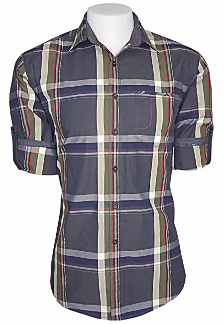 GREEN BRUSHED CHECK CASUAL SHIRT