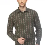 CAIRON GREEN SELF PATTERN CASUAL SHIRT