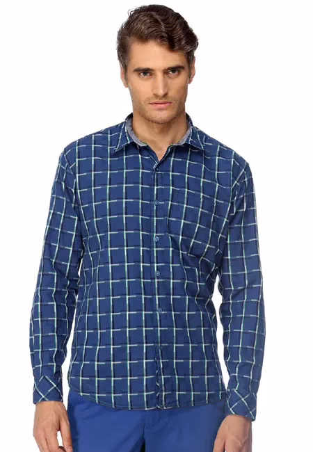 CAIRON BLUE SELF PATTERN CASUAL SHIRT