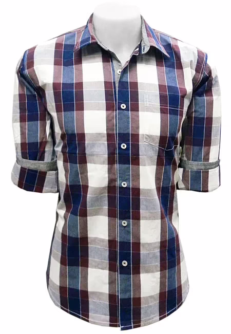 CAIRON MAROON CHECK CASUAL SHIRT