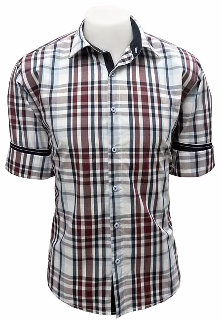 CAIRON MAROON CHECK CASUAL SHIRT