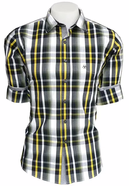 CAIRON YELLOW CHECK CASUAL SHIRT