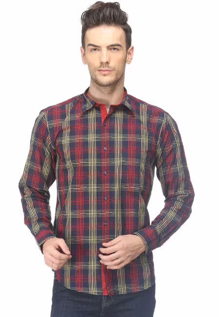 CAIRON RED CHECK CASUAL SHIRT