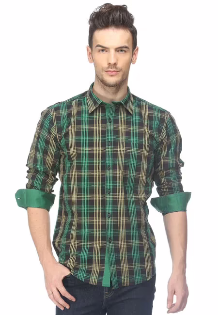 CAIRON GREEN CHECK CASUAL SHIRT