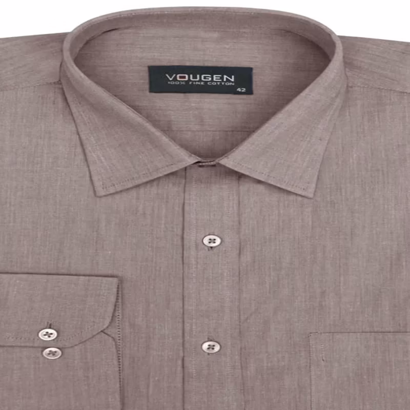CAIRON BROWN SOLID OXFORD PREMIUM FORMAL SHIRT