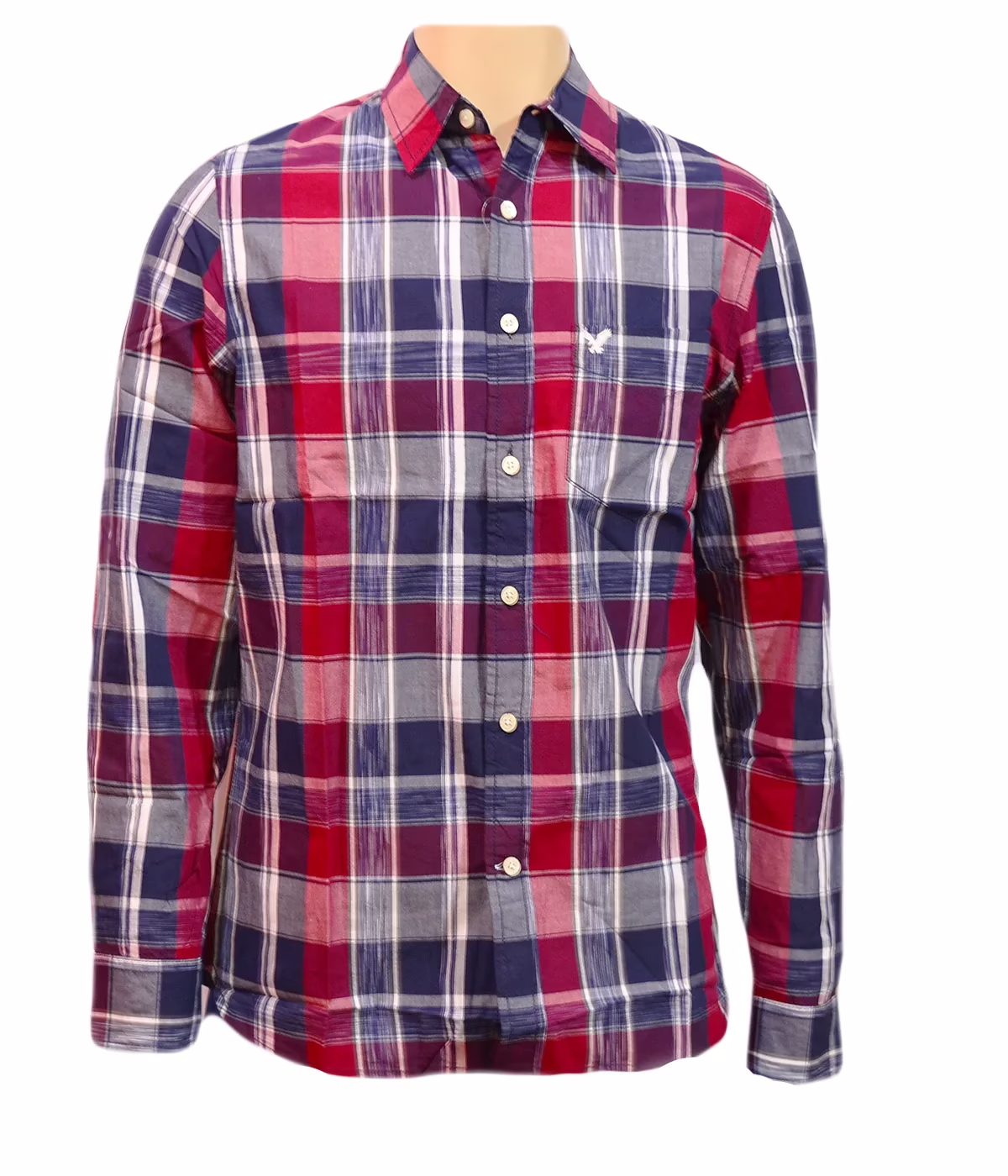 American Eagle Outfitters-Dark Red Blue Check Shirt