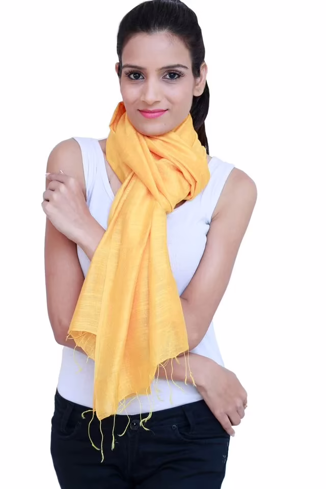 Yellow Solid Self Viscose Stole