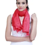 Red Solid Self  Viscose Stole