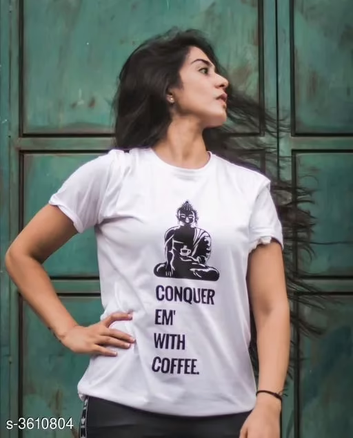 Classy White Cotton Printed T-Shirts