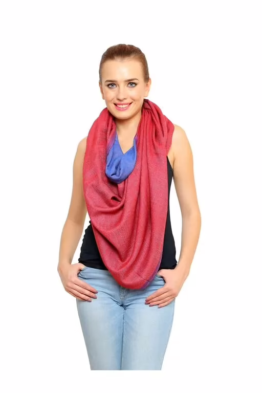 Uniscarf Silk Wool Reversible Blue & Maroon Shawl
