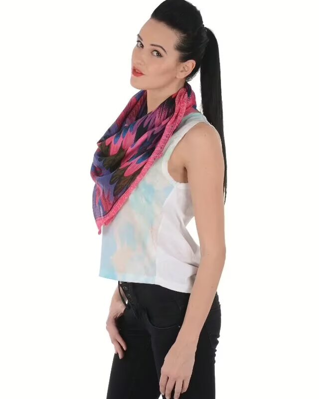 Uniscarf Blue & Pink Square cotton scarf for women
