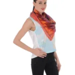 Uniscarf Orange &  Pink Square cotton scarf for women