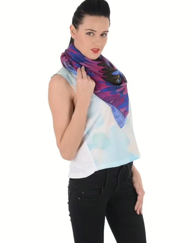 Uniscarf Purple & Blue Square cotton scarf for women