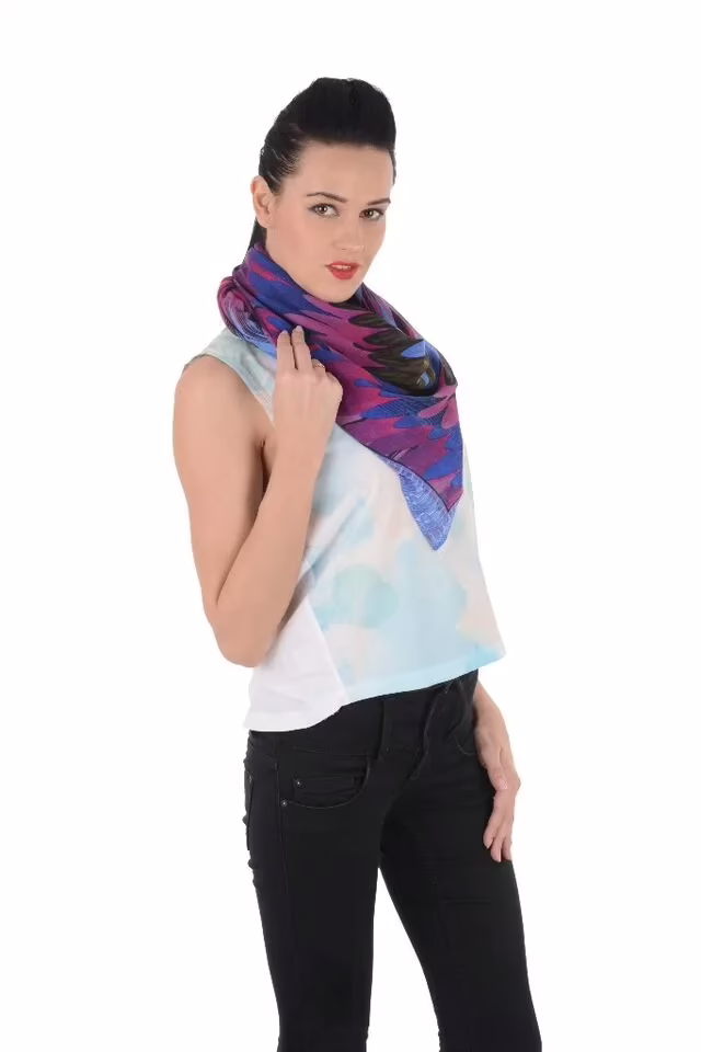 Uniscarf Purple & Blue Square cotton scarf for women