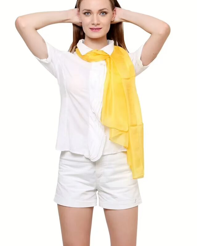 Uniscarf Pure Silk Yellow  plain stole