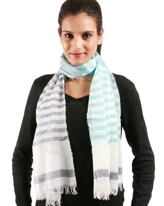 Uniscarf Turquoise & Black Stripe viscose stole for women