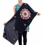 Circle of Black Lotus Pure Cotton Embroidered Stole for women