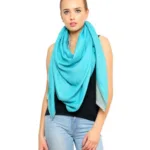 Uniscarf Silk Wool Reversible Turquoise and Grey Shawl