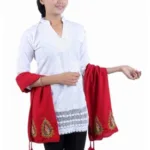 Regal Red Hina Pure Cotton Embroidered Stole for women