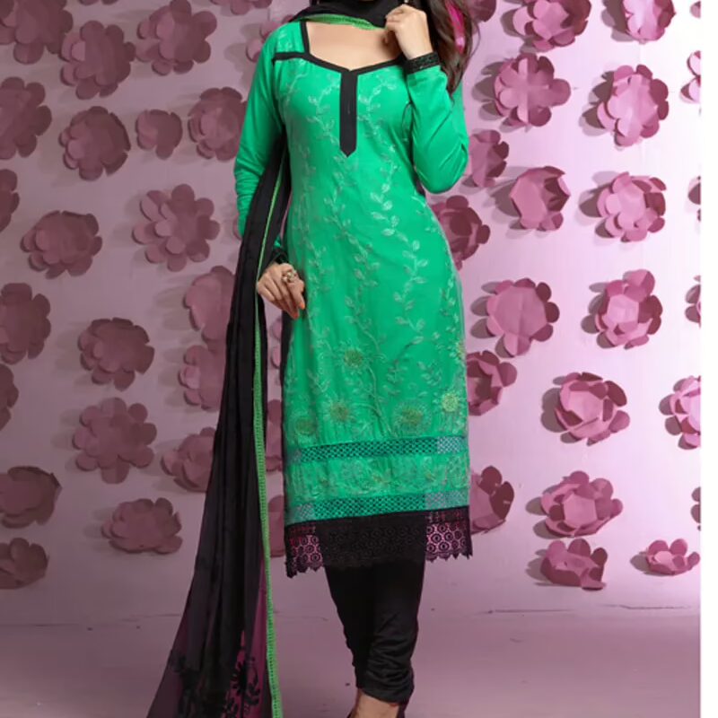 VandV Green Colour Churidar Dress Material