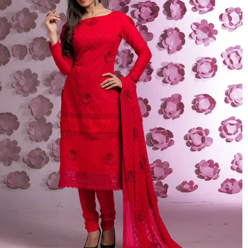 VandV Latest Red Different Designer Dress Material