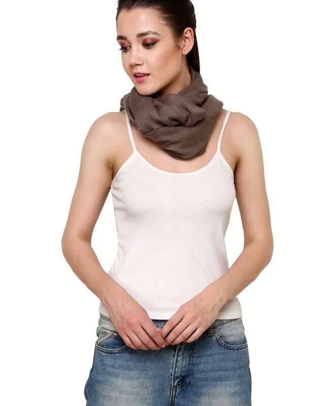 Uniscarf Brown Solid Cotton Stole for women