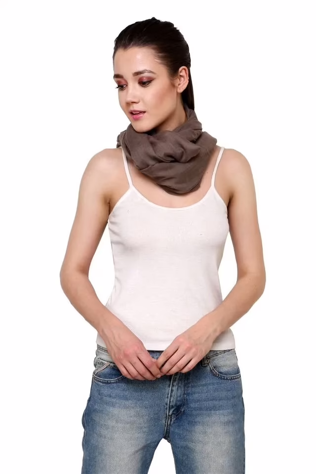 Uniscarf Brown Solid Cotton Stole for women