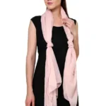 Beige Solid Cotton Stole for women