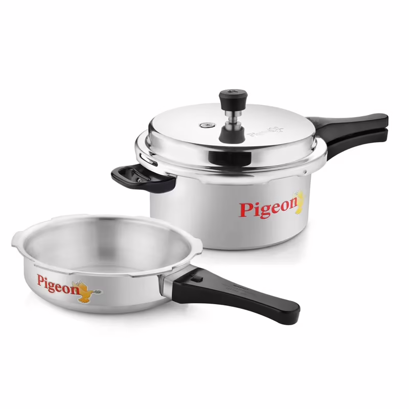 Pigeon Aluminium Pressure Cooker (5 Ltrs) & Pressure Pan (3.5 Ltrs)