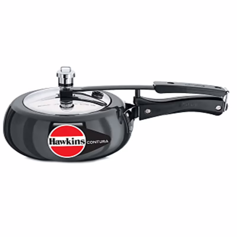 Hawkins Contura Black 2 Ltr Hard Anodised Pressure Cooker With Stainless Steel Lid