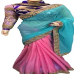 Viva N Diva Blue And Pink Colored Georgette Saree