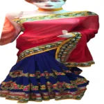 Viva N Diva Red And Blue Colored Georgette Saree