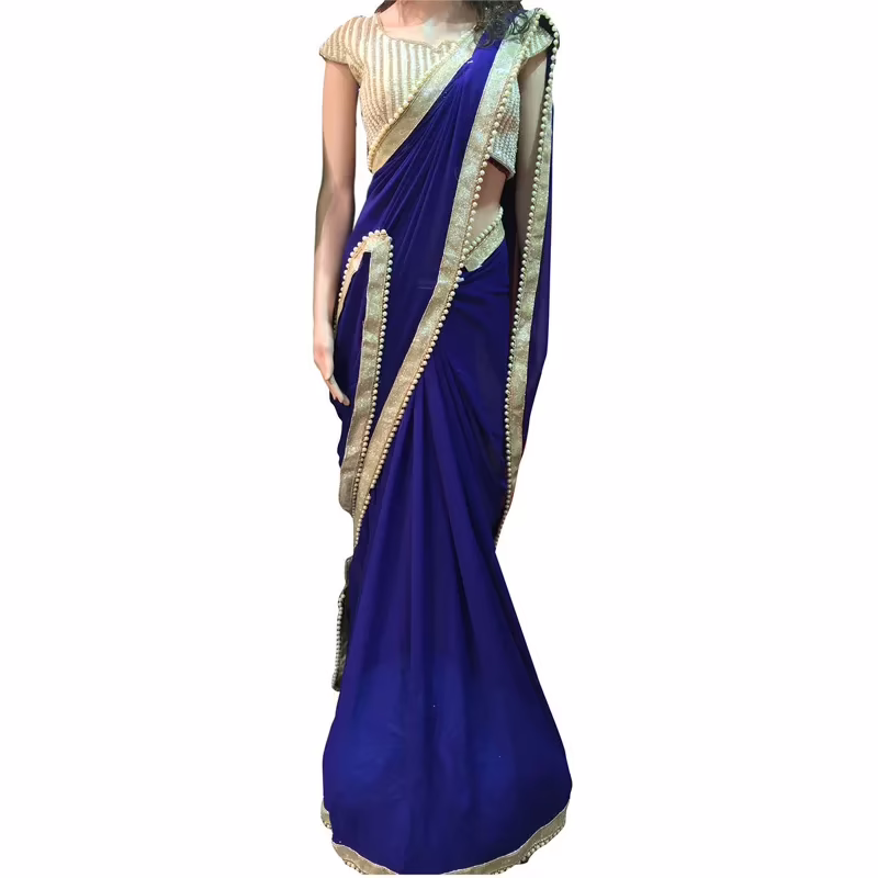 Viva N Diva Blue Colored Georgette Saree