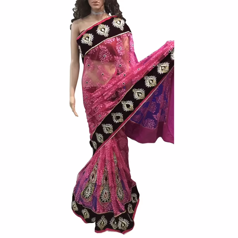 Viva N Diva Pink Colored Net  Saree