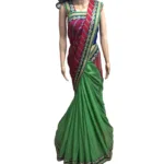 Viva N Diva Red And Green Colored Brasso With Lycra Saree